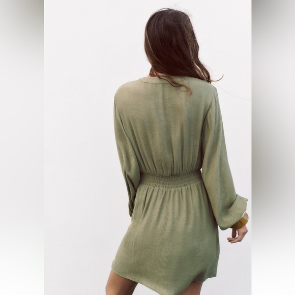 New ZARA Openwork Embroidered Eyelet Long Sleeves Mini Dress - Picture 7 of 9